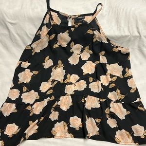 Torrid black flowy top with pink floral pattern